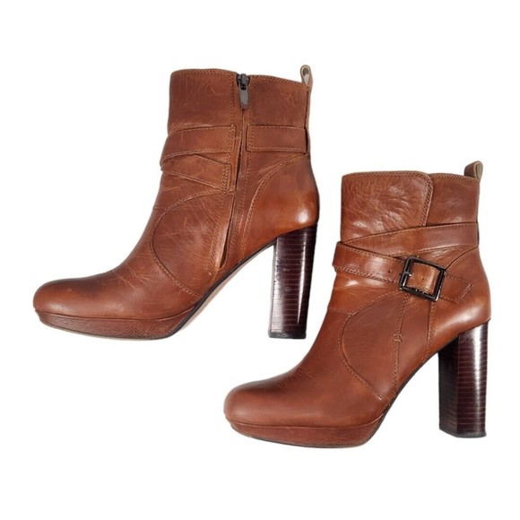 Clarks Brown Leather Heeled Boots, Size 8.5 - Picture 4 of 8